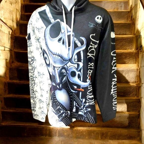 JACK SKELLINGTIN & SALLY Oversized Plus Size Pullover Skull, Graphic Hoodie XXXL - Picture 1 of 16